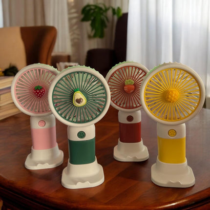 Ventilador Frutitas de Mano Colores con Base