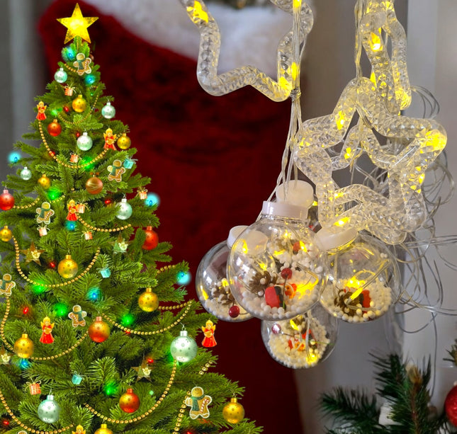 Serie de Luces colgantes bola de Nieve y Estrella navideña