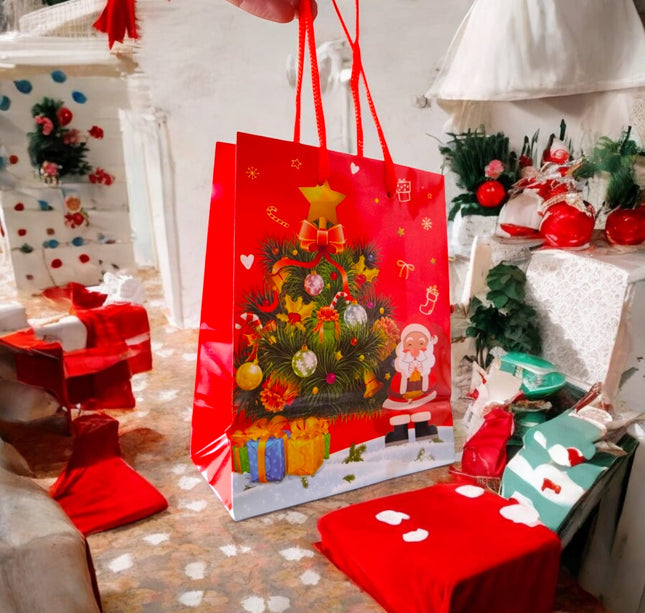 12 Bolsas Regalo Navidad 15X12X6 cm $3.45 c/u