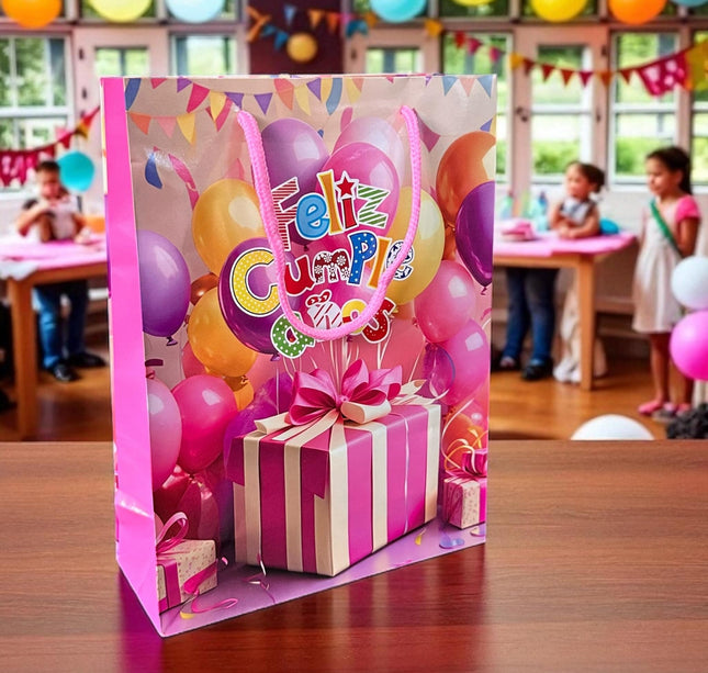 12 Bolsas Para reglo "Feliz Cumpleaños" $6.75 c/u