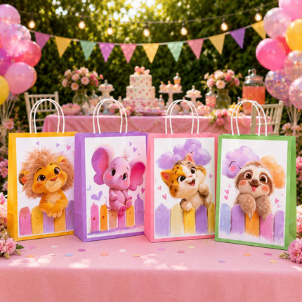 12 Bolsas Mascotas Papel Medianas para Regalo $6.9 c/u