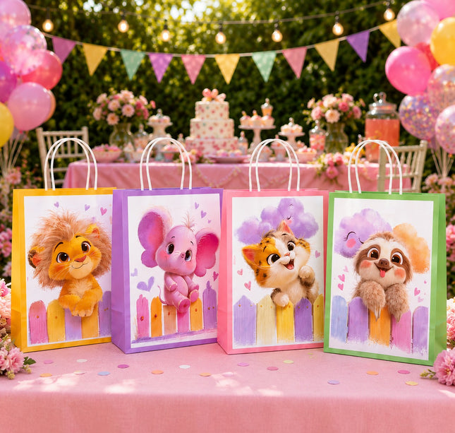12 Bolsas Mascotas Papel Medianas para Regalo $6.9 c/u