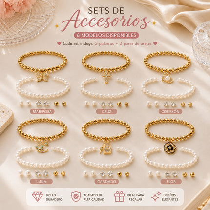 12 Sets de Joyeria 2 Pulseras y 3 Pares de Aretes Pedreria $15.9 c/u
