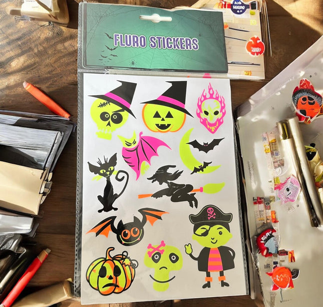 12 Stickers Halloween Fluorecentes $10 c/u