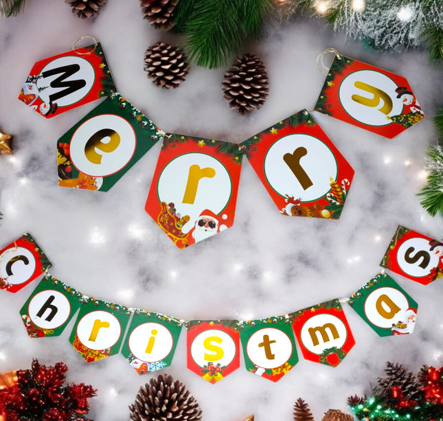 12 Letreros "Merry Christmas" para colgar (guirnalda) $18 c/u