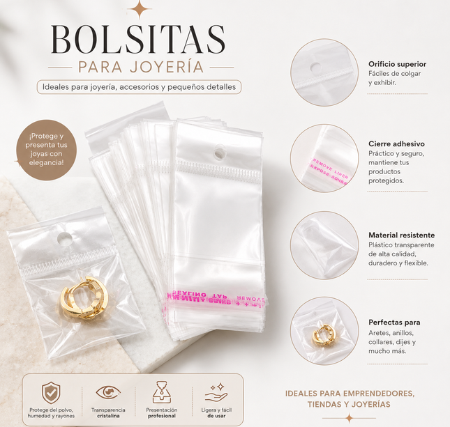 Exclusivo Tienda en linea 💥💎4 Sets de 100 Bolsitas para Joyeria 4x4cm $25 c/set
