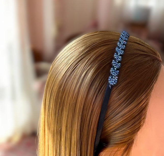 12 Diademas Negra Decorada brillantes $5.4 c/u