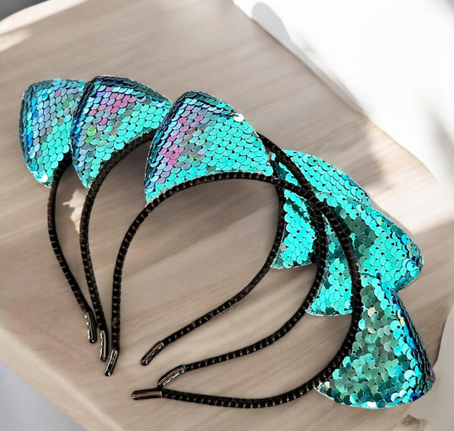 10 Diademas Reversibles Lentejuelas Gatito $6.5 c/u