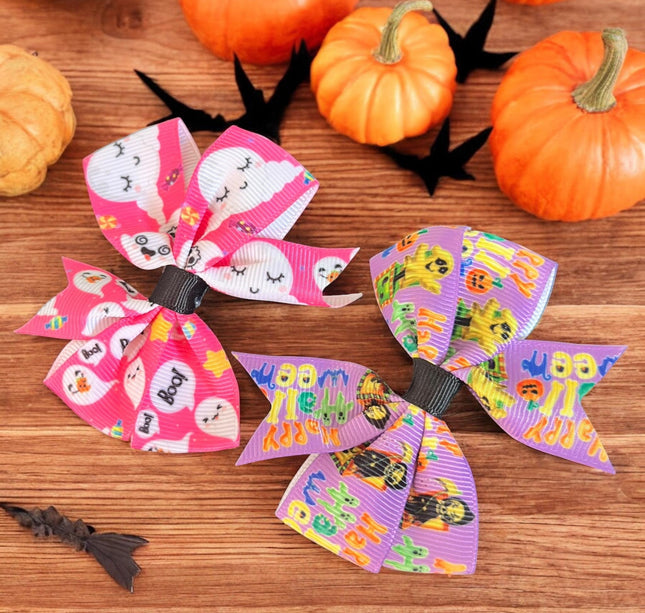 12 Moñitos Halloween Estampados  $6 c/u