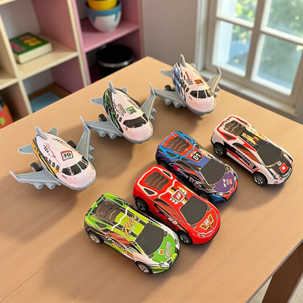 Set Juguetes 4 Carros y 3 Aviones Friccion