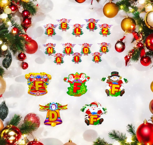 6 Gurinalda Decoracion 2.50 M Feliz Navidad Santa Claus (Tira) $34 c/u