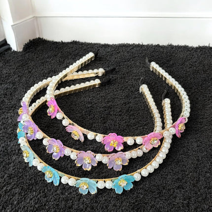 12 Diademas Premium Perlas y Flores $11.5 c/u