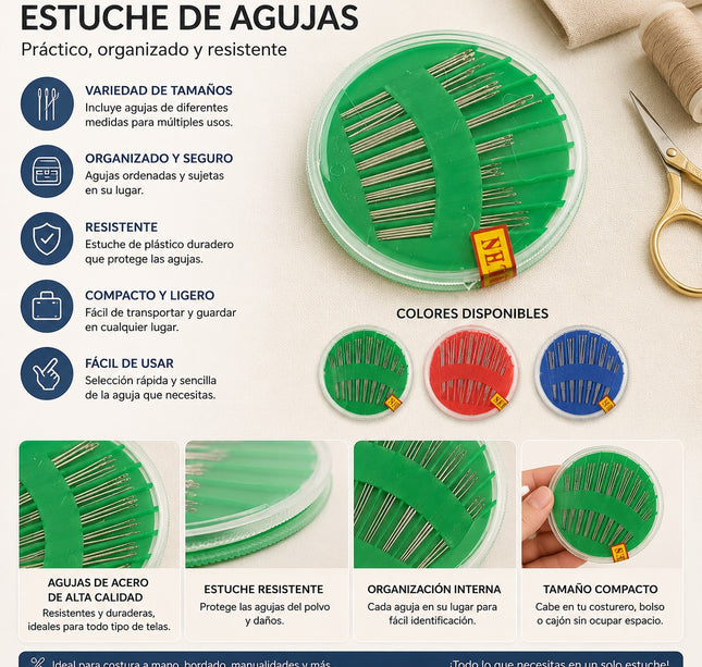 Exclusivo Tienda en linea 💥💎12 Cajitas con 30 Agujas para Coser $4.9 c/u