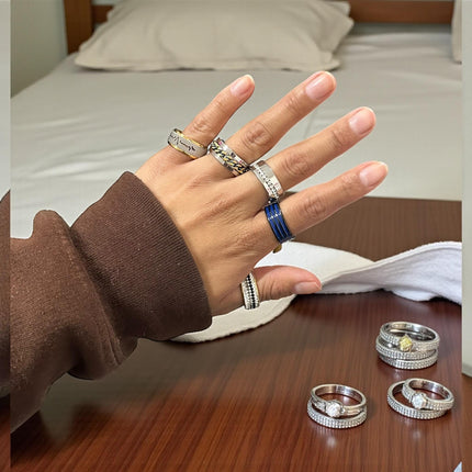 100 Anillos Acero Inoxidable Colores/Relieves Hombre $5.9 c/u