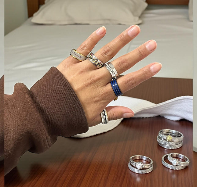 100 Anillos Acero Inoxidable Colores/Relieves Hombre $5.9 c/u