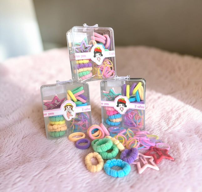 12 Estuches de Accesorios de Cabello Ligas,Donitas y Piojitos $8.5 c/u