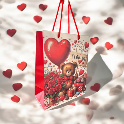 12 Bolsas de Regalo Osito San Valentín $5.6 c/u