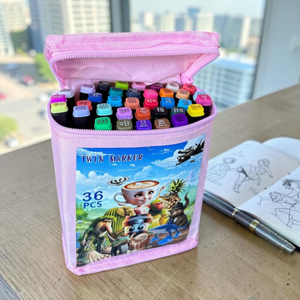 Estuche "Tralalero" de 36 Plumones Doble Punta