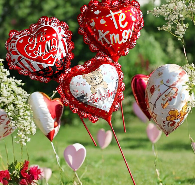 20 Globos Con Base "San Valentín" 12 Pulgadas $3.9 c/u