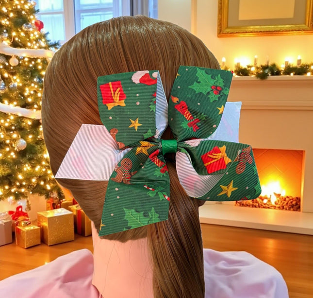 12 Moños Navideños Estampados con Luz $7.9 c/u