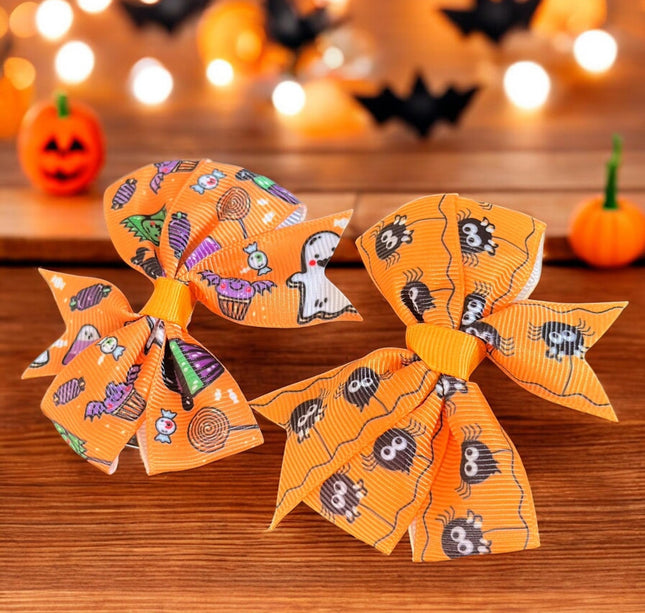 12 Moñitos Halloween Estampados  $6 c/u