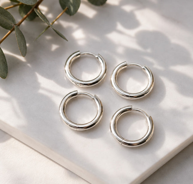 Exclusivo Tienda en linea 💥💎12 Aretes Arracadas Mini de Acero Inoxidable Plateadas $9.8 c/u
