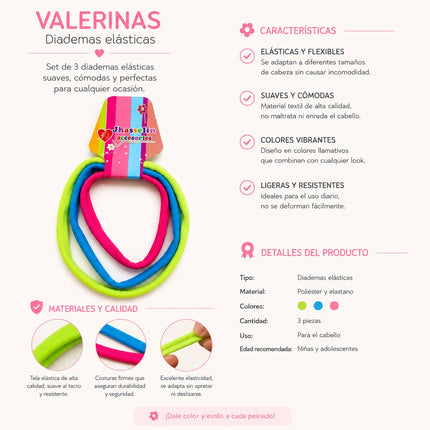 12 Sets de Diademas para Cabello Elasticas $4.9 c/u