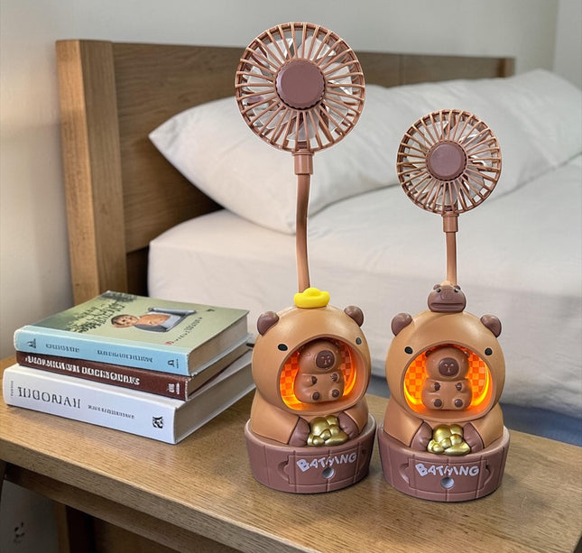 Ventilador Capibara Patito con Sacapuntas