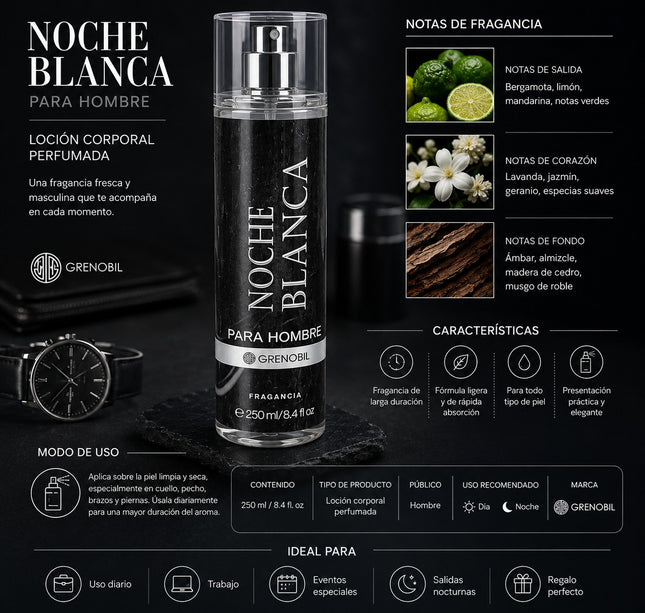 Loción para Hombre "Noche Blanca" 250ML Grenobil