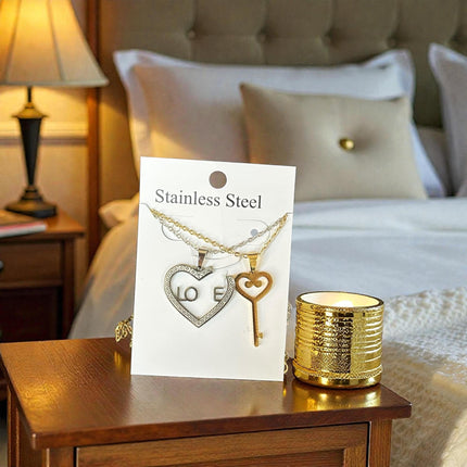 12 Duos de Collar Parejas Acero Inoxidable Dorado/Plateado $25.83 c/u