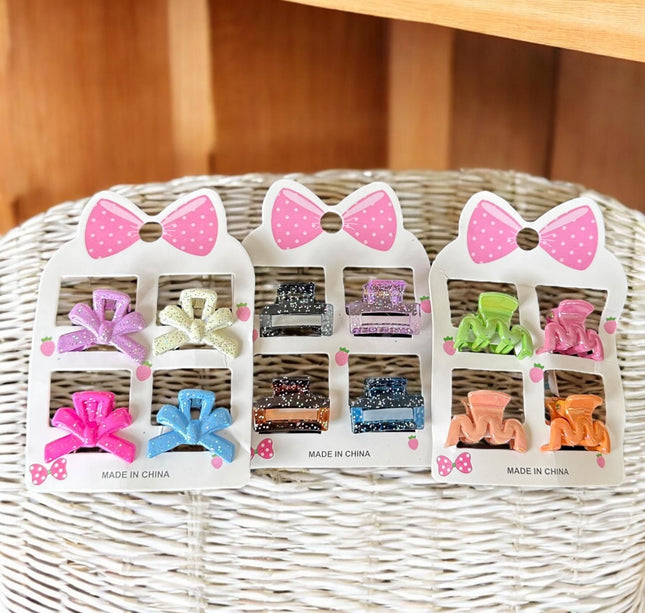 12 Sets de Mini Pinzas para Cabello Figuras $6.75 c/u