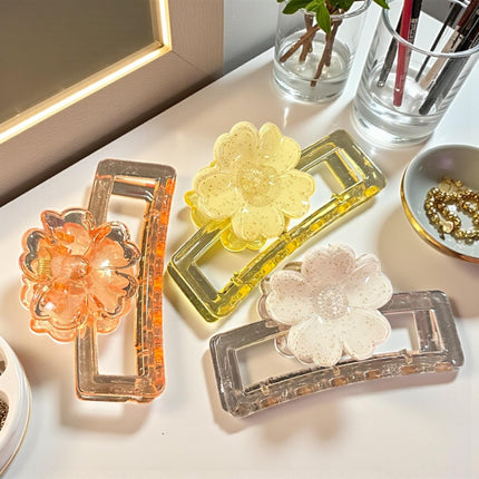 12 Pinzas Cristalinas Flor Rectangulares $8.9 c/u