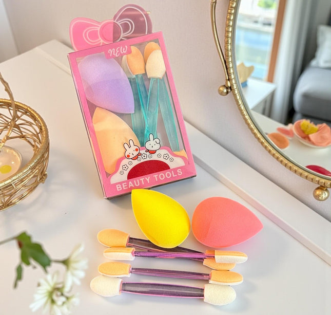12 Sets de Esponjas/Borlas de Maquillaje $6 c/u