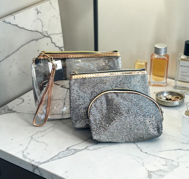 Sets de 3 Cosmetiqueras/Neceser Brillo