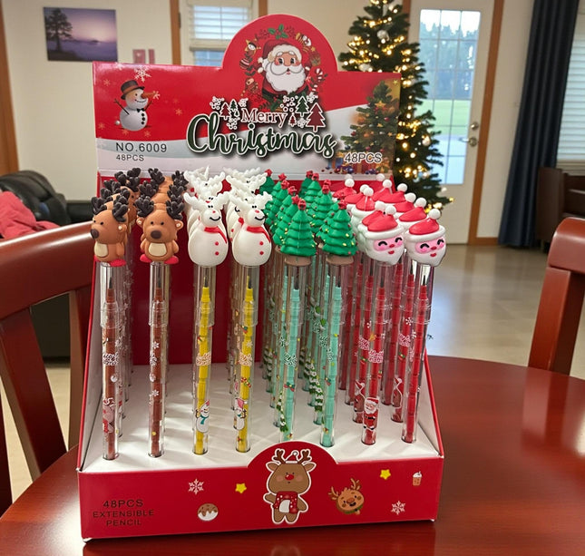 48 Lapices Navideños De Puntillas con Figuras $6.52 c/u