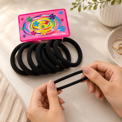 12 Sets de Donas Negras Clasicas para Cabello $3.5 c/u