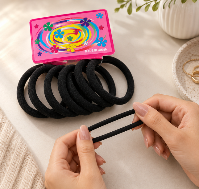 12 Sets de Donas Negras Clasicas para Cabello $3.5 c/u