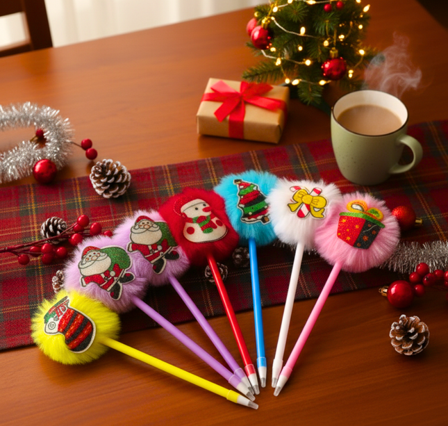 12 Plumas Pom Pom alegria Navideña $5.5 c/u