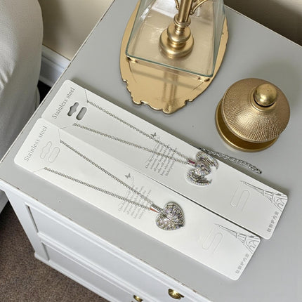 12 Collar Acero Inoxidable Corazon Dorado/Plateado $33 c/u