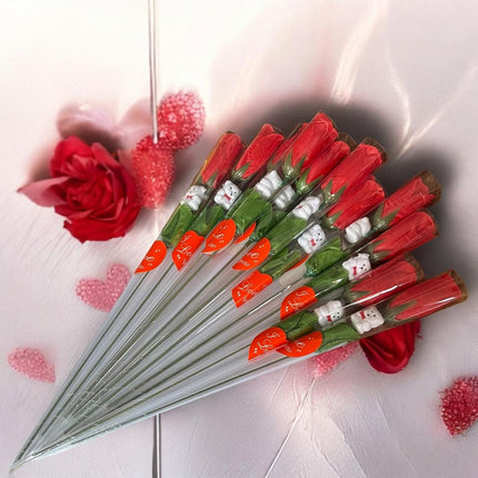 12 Rosas Individuales con Osito $3.9 c/u