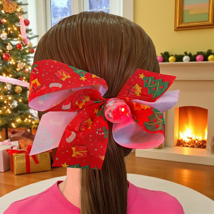 12 Moños Navideños Estampados con Luz $7.9 c/u