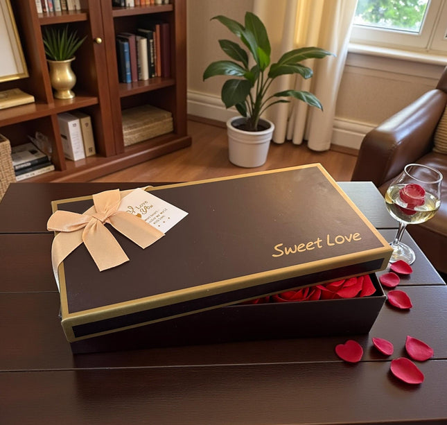 Caja de Regalo Con 12 Rosas de Jabón y Osito "Te Amo"