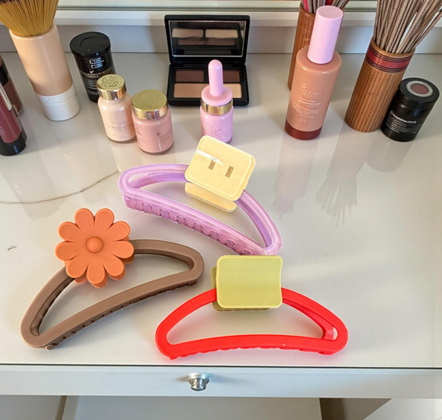 12 Pinzas Grandes Cristalinas con Figuras Colores $10.5 c/u