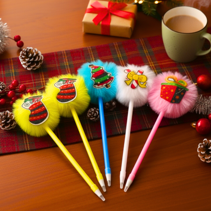 12 Plumas Pom Pom alegria Navideña $5.5 c/u