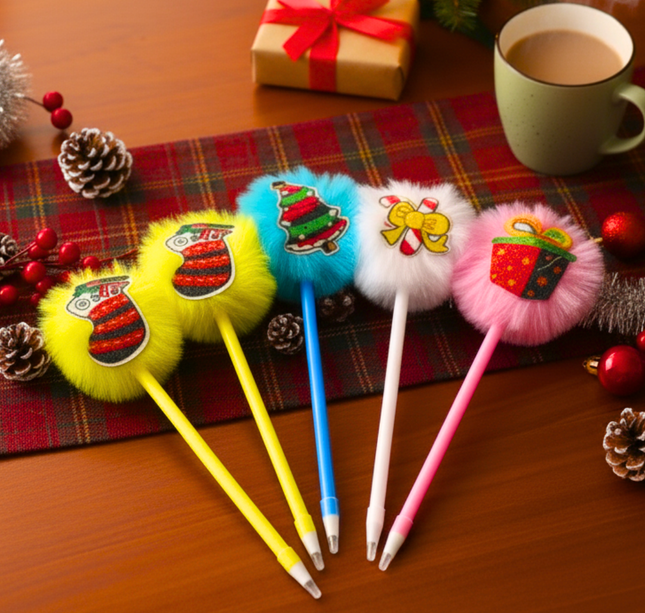 12 Plumas Pom Pom alegria Navideña $5.5 c/u