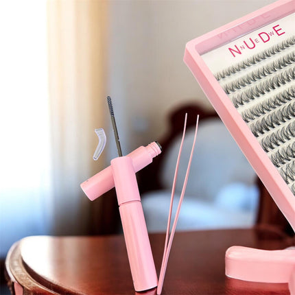 3 Sets Extenciones de Pestañas  NUDE con Pinzas y Pegamentos $50 c/u