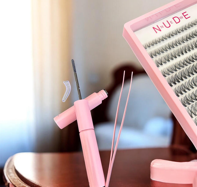 3 Sets Extenciones de Pestañas  NUDE con Pinzas y Pegamentos $50 c/u