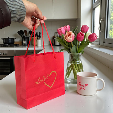 Caja de Rosas y Set de Joyeria Acero Inoxidable, con Bolsa de Regalo Incluida "San Valentin"