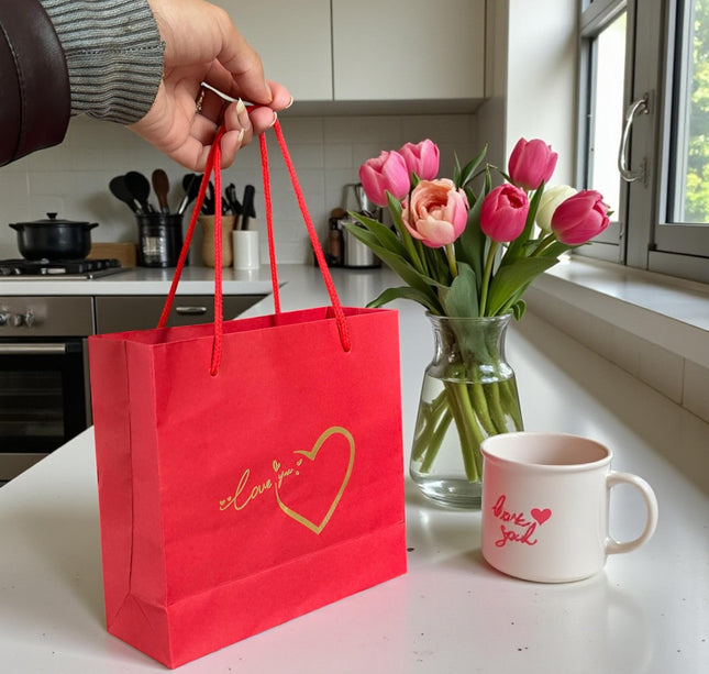 Caja de Rosas y Set de Joyeria Acero Inoxidable, con Bolsa de Regalo Incluida "San Valentin"