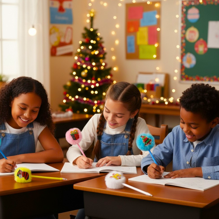 12 Plumas Pom Pom alegria Navideña $5.5 c/u
